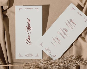 Swan Wedding Menu Card Wedding Dinner Menu Retro Wedding Menu Fringe Drawing Old Money Wedding Menu Template Retro Wedding Menu Customized