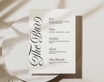Retro Bar Menu Elegant Bar Menu Sign Template Drink Menu Old Money Wedding Menu Template Cocktail Menu Wedding Bar Vintage Signature Drink