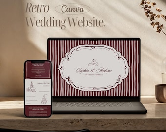 Vintage Wedding Website Template Floral Canva Wedding Website RSVP Website Digital Wedding Invitation Save The Date Website Wedding Template