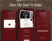 Vintage Postcard Wedding Save The Date Website Template Canva Website Digital Wedding Invitation Save The Date Website Wedding