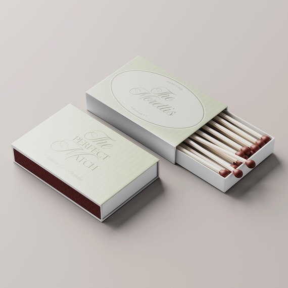 Customizable Wedding Matchbox Template Custom Matchbox Label Favors Perfect Match Perfect Match Matchbox Wedding Favors Matches