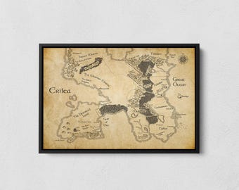 Erilea World Map Poster, Inspired by Thorne of Glass Map Canvas, Fantasy Map, Acotar Map Print, Cartography Art, Vintage Bookish Decor