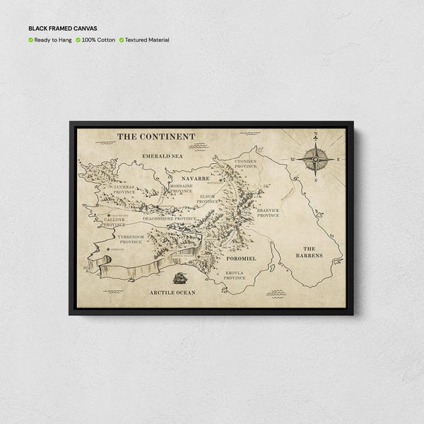 Empyrean World Map Poster, Inspired by Fourth Wing & Iron Flame Map Canvas, Fantasy Map, The Continent Map Print, Cartography