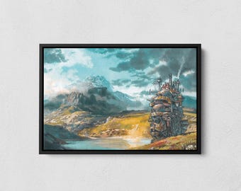 Howls Moving Castle Canvas, Anime Print, Studio Ghibli Poster, Howls Moving Castle Poster, Japanese Wall Art, Manga Poster, Anime Fan Gifts