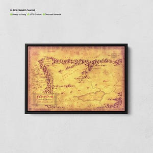 Impression de carte du Mordor, toile de carte du Seigneur des anneaux, affiche du Mordor, art mural Terre du Milieu, cadeau LOTR, décoration monde fantastique, carte du royaume des ténèbres