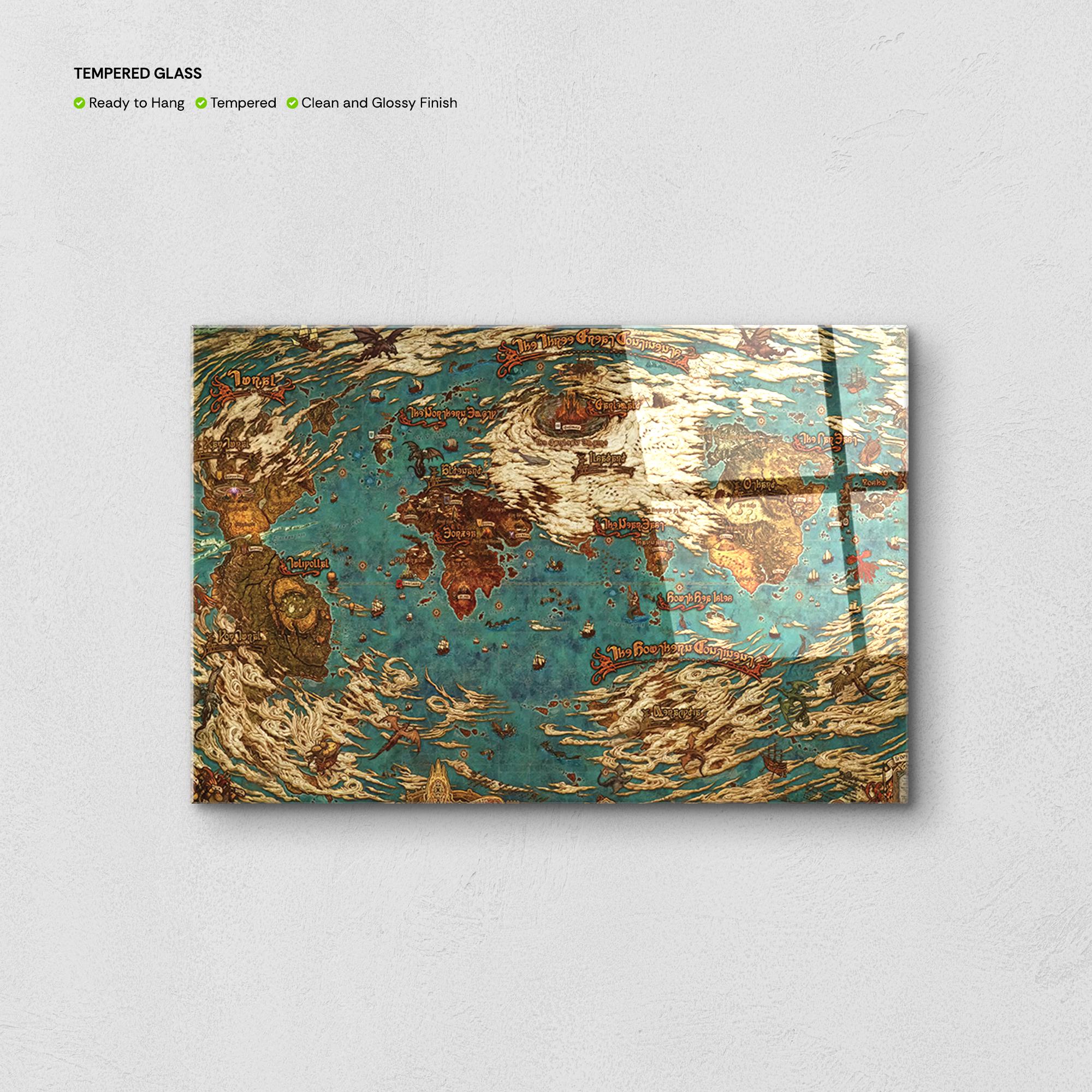 New Eorzea World Map Wall Art, FFXIV Prints, Final XIV Poster