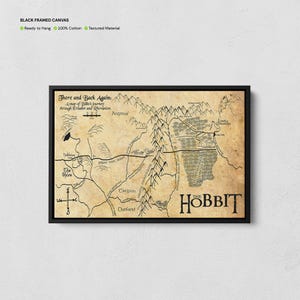 Der Hobbit Map Poster, Bilbo Beutlins Reise Karte Leinwand, Hobbiton Karte Print, Mittlere Weltkarte, Hobbit Film Poster, Herr der Ringe Wandkunst