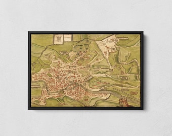 Map of Ancient Rome Poster, Roman Empire Map Canvas, Ancient Pirro Ligorio Map Print, European History Wall Art, Cartography Art, Rome Gifts