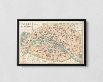 Plan de Paris 16 世紀のパリの地図 カラーの古いアンティークの手描き