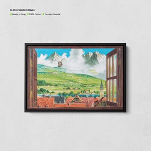 Howl&#39;s Moving Castle Wall Art, Japanese Anime Print, Howls Moving Castle Canvas, Miyazaki Window Poster, Ghibli Inspired Art, Anime Fan Gift