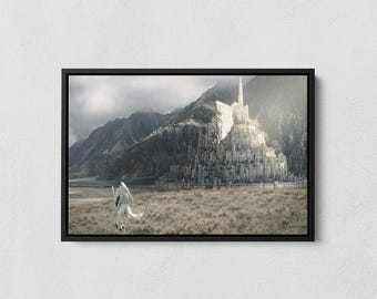 Return of the King Canvas, Minas Tirith Print, Gandalf Poster, Bookish Wall Art, Fantasy Art, Lord in search of the Ring, Movie Poster