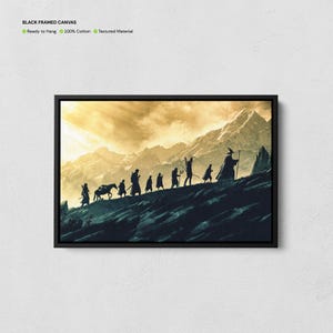 Best Fantasy Movie Canvas, Fellowship Art Poster, Fellowship Silhouette Print, Bookish Wall Art, Lord in search of the Ring Poster