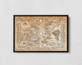 Acotar Map Poster, Inspired by Court of Thorns and Roses Map Canvas, Fantasy Map, Acotar World Map Print, Cartography Art, Book Series World