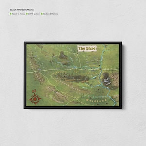 Impression de carte de la Comté, affiche de carte du monde du milieu, toile de carte de la Terre du Milieu, meilleure carte fantastique, art de la cartographie, seigneur à la recherche de l'anneau