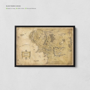 Meilleur art mural de carte du monde fantastique, affiche de carte du monde du milieu, toile de carte fantastique, décoration vintage, Seigneur à la recherche de l'anneau, impression cartographique
