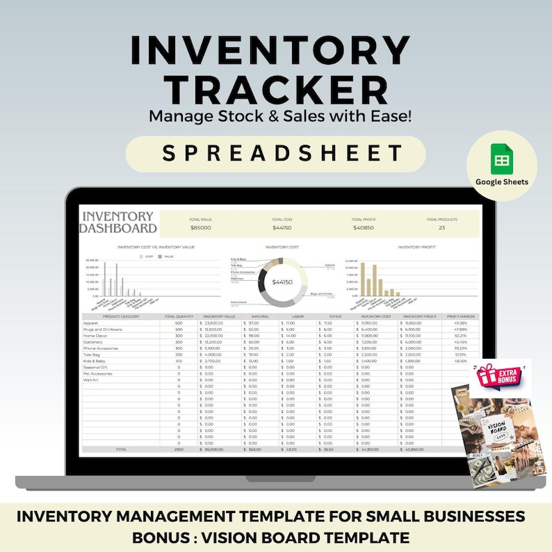 Total Inventory Excel Inventory Tracker Spreadsheet: Small Business Inventory Management ...