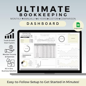 All In One Bookkeep and Budget Spreadsheet for Customer Tracker Sales Tax Finance Tracker and Monthly Budget Planning