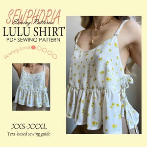LULU Wrap Shirt Sewing Pattern: Beginner Friendly (PDF Pattern) Ruffle top