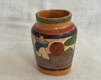 Vintage Mexican Redware Talquepaque Tiny Jug Vase
