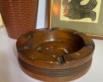 Vintage MCM Wooden Ashtray