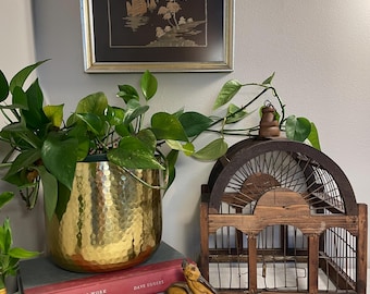 Framed Vintage Straw Art Picture: Mid-Century Boat & Island Scene