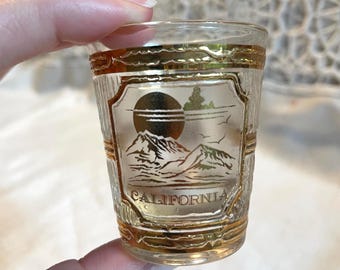 Vintage Gold California Shot Glass - Retro Barware