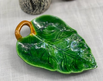 Vintage Green Leaf Ring Dish | Made in Occupied Japan