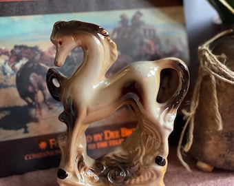 Vintage Lusterware Prancing Horse Figurine | Made in Brazil Ceramic Decor