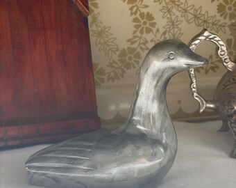 Little Stone Duck Figurine Signed Thorn Canada