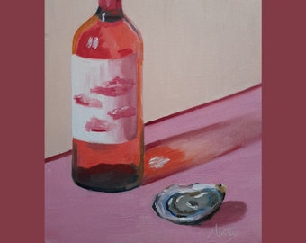 Rosé and Oyster - Original Oil Painting