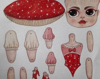 Toadstool Paper Doll Kit