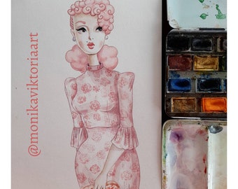 Silkstone Barbie Watercolour Painting Original Artwork