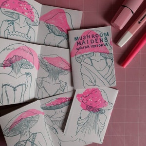 Selección de mini revistas de arte Mushroom Maidens