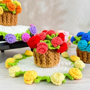 Handmade Crochet Rose Flower Coaster,Finished Product,Rose Coaster,Crochet Flower Coaster With Pot,Home Décor,Mothers Day Gift,Gift For Her