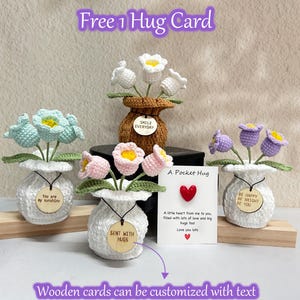 Handmade Crochet Lily of the valley Plants,Free 1 Hug Card,Crochet Home Decor,Flower Pot Crochet,Desk Accessory Cute,Custom Tag,Gift For Her