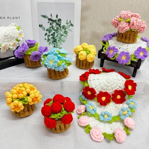 Handmade Crochet Flowers Coaster,Coaster With Basket,Crochet Coaster,Rose,Daisy,Lily of the valley,Carnation,Forget-me-not,Graduation Gifts