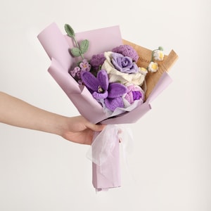 Handmade Crochet Purple Rose Bouquet | Mothers Day Gifts , Graduation Gifts, Crochet Flower, Forever Flowers | Gift for Her, Birthday Gift