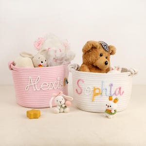 Personalisierter Aufbewahrungskorb - Handgemachter Babykorb mit Namen, Neugeborenen Geschenk, Baby Junge / Mädchen, Babyparty, Kinderzimmer Dekor, Aufbewahrungskörbe