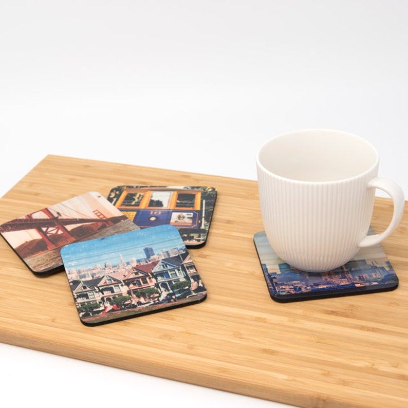 San Francisco Landmarks Coasters Set 1: Distressed Photo Transfers on Wood image 3