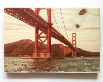 Dad's Golden Gate Bridge - 8"x10" Distressed Photo Transfer on Wood