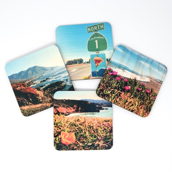 Northern California Coastal viste Coasters - trasferimenti Distressed Foto su legno