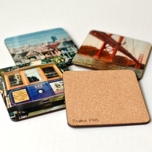 San Francisco Landmarks Coasters Set 1: Distressed Photo Transfers on Wood image 2