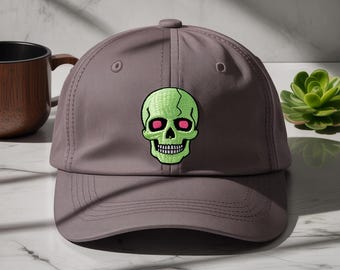 Neon Green Skull Embroidery – Punk Rock Halloween Hat