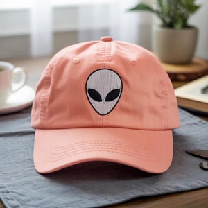 Premium Embroidered Alien Dad Hat – Adjustable Unstructured Cotton Cap – Space & UFO Lover Gift for Him or Her
