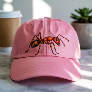 Realistic Ant Side Profile Embroidered Hat
