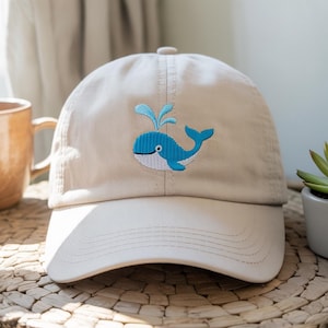 Premium Embroidered Whale Dad Hat – Adjustable Cotton Cap with Cute Whale Stitch – Perfect Gift for Whale Lovers