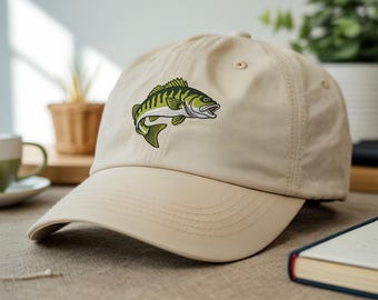 Bass Fish Embroidered Cap: Vintage Style Fishing Hat