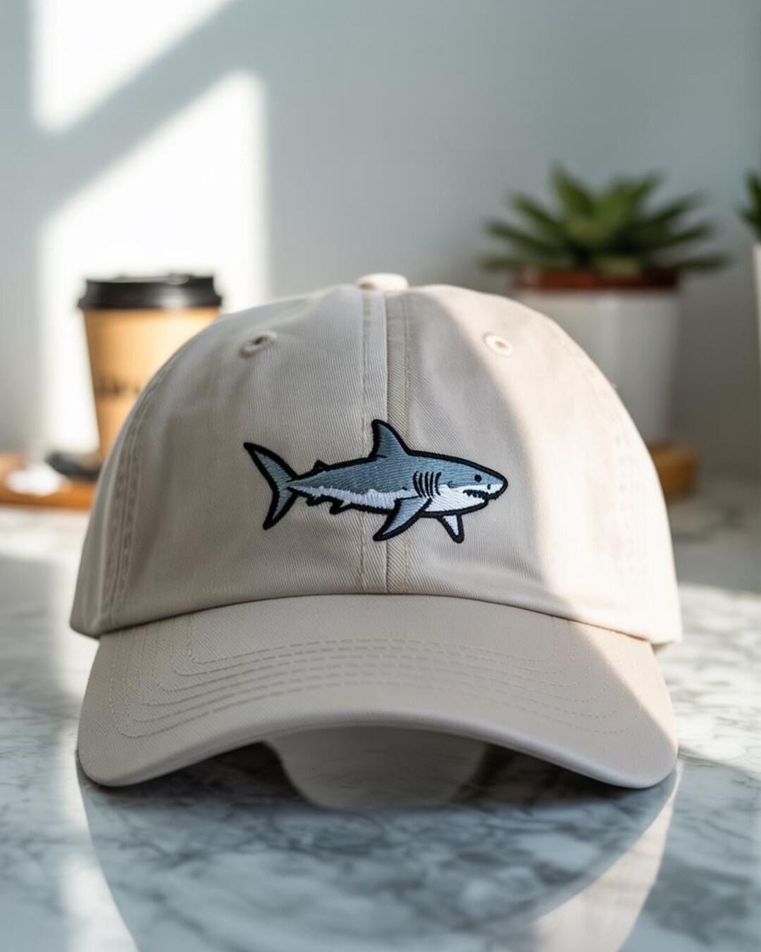 Great White Shark Embroidered Hat – Ocean Predator Baseball Cap, Bold ...