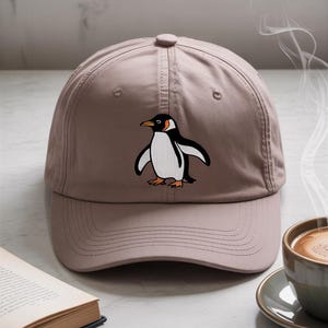 Minimalist Penguin Embroidered Dad Hat - Arctic Animal Design