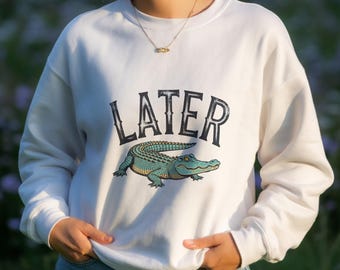 T-shirt Later Gator : Chemise rétro turquoise à imprimé alligator